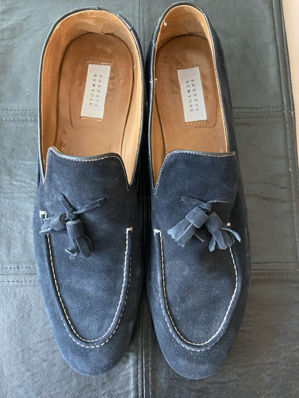Barney's NY Black Suede Loafer Dark Navy Size 13M